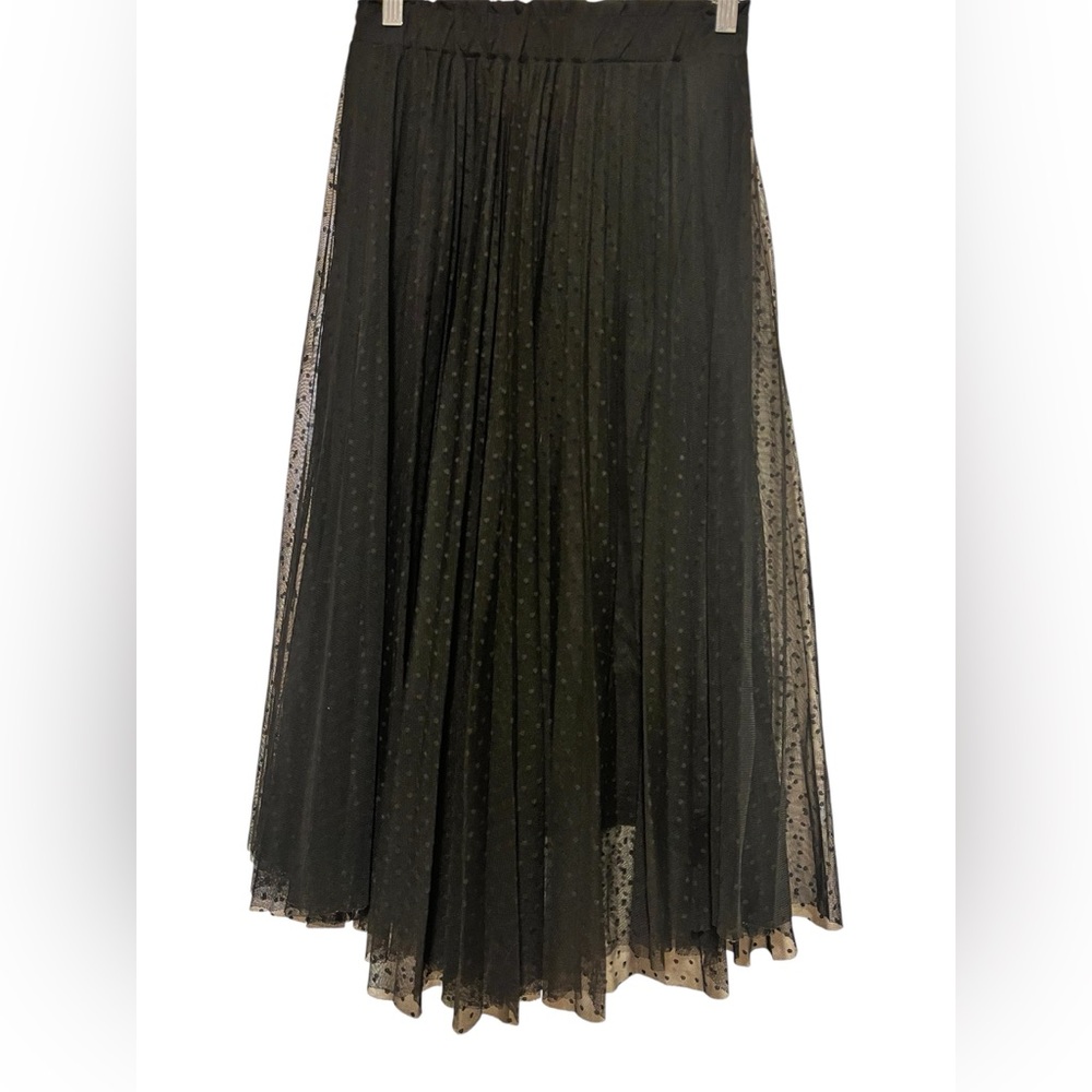 Stradivarius Black Pleated Maxi Skirt